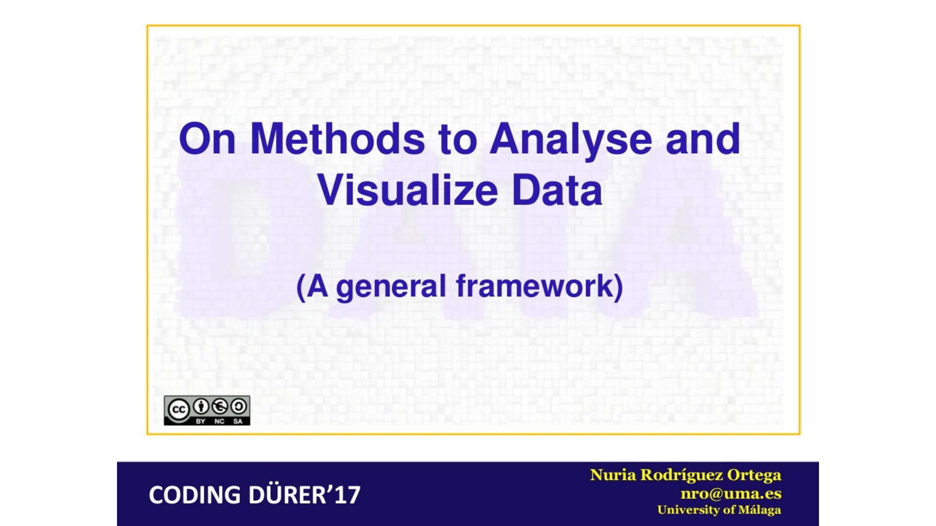On Methods to Analyse and Visualize Data (A general framework)